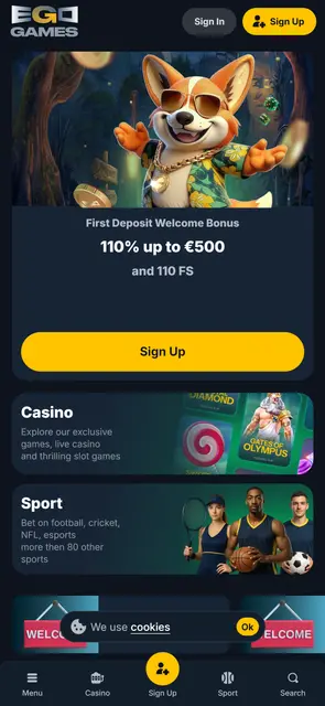 Uvítací bonus na první vklad, rozhraní bez češtiny na webu EgoGames
